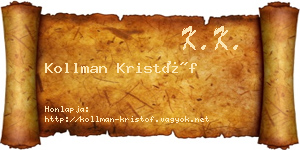 Kollman Kristóf névjegykártya